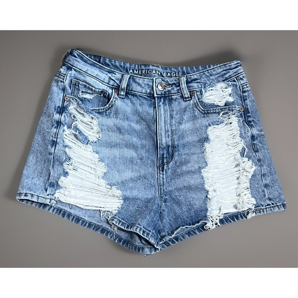 American Eagle Jean Shorts Womens 6 Fade Distressed Heavy Rip Tear Fringe 30/3